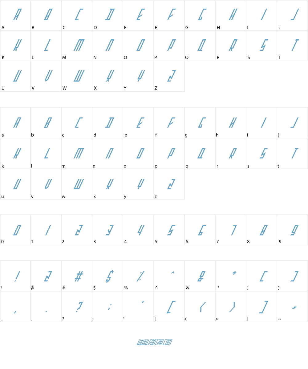 Stretched Electrons Font Character